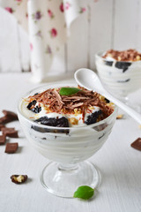 dessert with prunes, walnuts and cream cheese 
