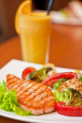 salmon steak closeup