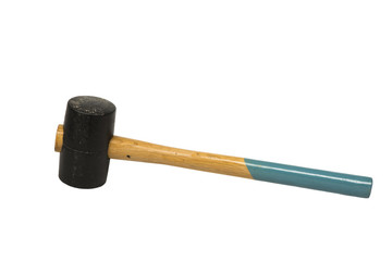 Rubber mallet with wooden handle on a white background