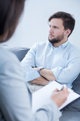 Patient talking with psychiatrist