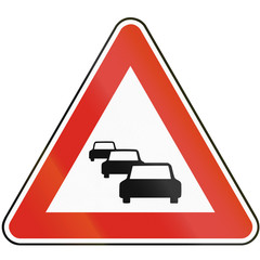 Road sign used in Slovakia - Traffic jam