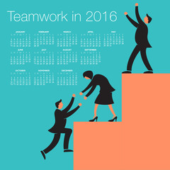 Fototapeta premium 2016 Teamwork calendar for print or web use