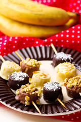 bananas in chocolate on skewers