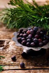 grains and branches of a juniper