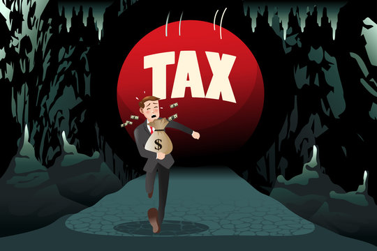 Businessman Running Away from Tax