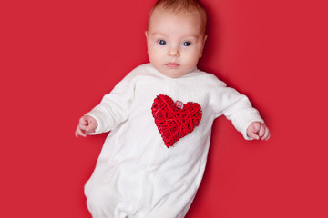 baby on red background