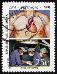 Postage stamp South Africa 1991 the First Heart Transplant