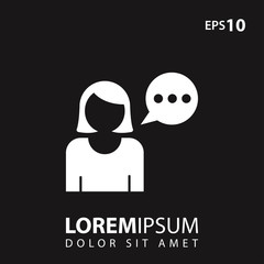 Woman with speech balloon icon