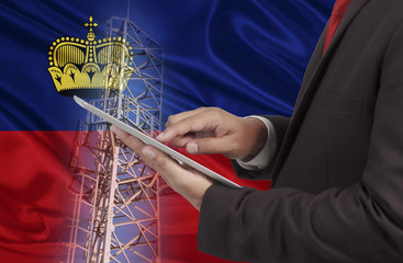 business and mobility communications concept Liechtenstein Flag