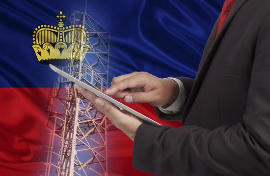 business and mobility communications concept Liechtenstein Flag