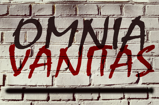 Wall with graffiti that says "Omnia vanitas" (all - vanity)