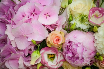 Beautiful bouquet of bright. Wedding bouquet. Soft focus.