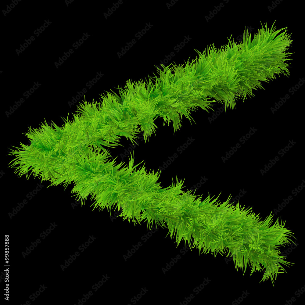 Fototapete conceptual green grass 3d font isoalted on black