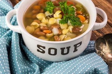 Fresh, homemade minestone soup.