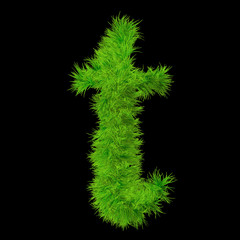 Conceptual green grass 3D font isoalted on black