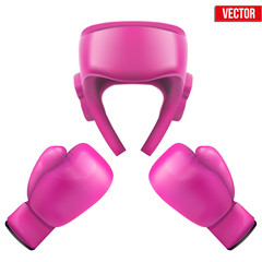 Boxing helmet and gloves. Self-defense.