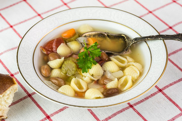 Fresh, homemade minestone soup.