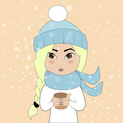 girl drinking hot beverage