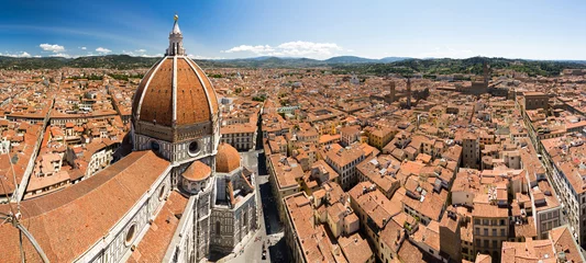 Foto op Canvas Panorama from the bell tower in Florence, Italy, with the dome of the Florence cathedral © dennisvdwater
