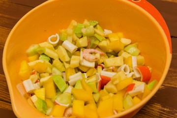 California salad with shrimp and crab