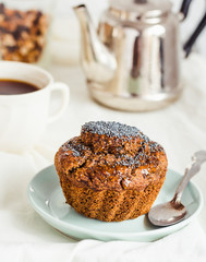 vegan muffins with carob, honey, raisins and poppy seeds, desser