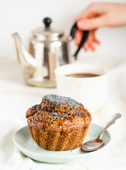 vegan muffins with carob, honey, raisins and poppy seeds, desser