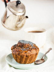 vegan muffins with carob, honey, raisins and poppy seeds, desser