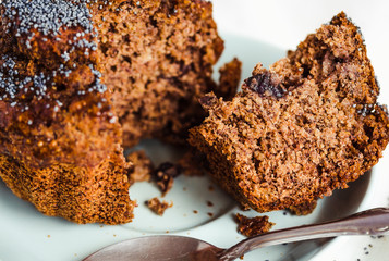 vegan muffins with carob, honey, raisins and poppy seeds, desser