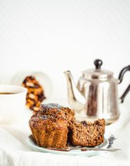 vegan muffins with carob, honey, raisins and poppy seeds, desser