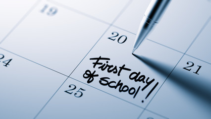 Closeup of a personal agenda setting an important date written w