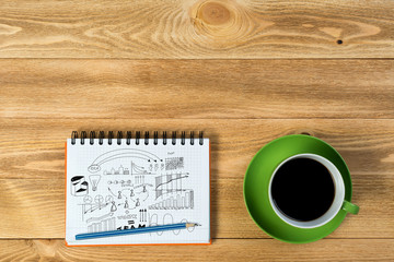 Business workplace with stuff