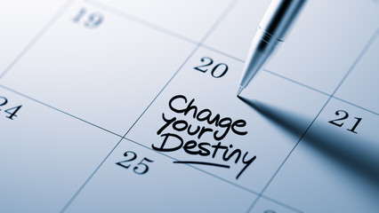 Closeup of a personal agenda setting an important date written w