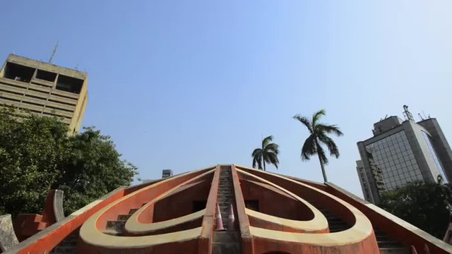 Locked-on shot of an observatory, Jantar Mantar, New Delhi, Delhi, India