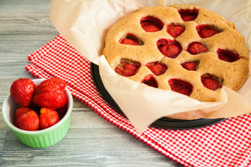 close-up homemade strawberry pie