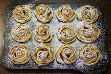 baked apple pies in form of roses