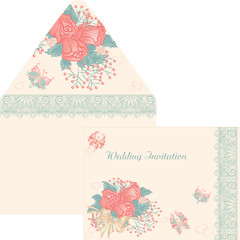 Design envelope for a wedding invitation in retro style