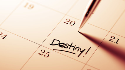 Closeup of a personal agenda setting an important date written w