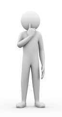 3d man silence gesture pose