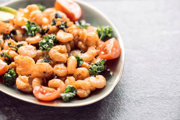 Fried shrimps in plate