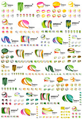 Set of speech bubble icons, overlapping shapes style design