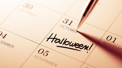 Closeup of a personal agenda setting an important date written w