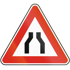 Road sign used in Slovakia - Road narrows from both sides