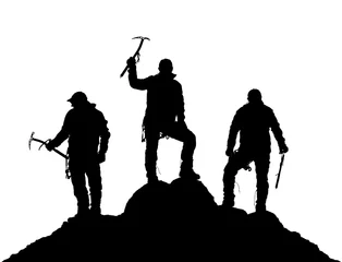 Foto op Aluminium black silhouette of three climbers with ice axe in hand © Daniel Prudek