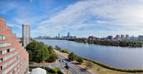 The city of Boston seen from Cambridge, MA across the Charles River