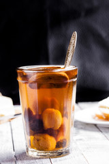 compote in the glass from dried fruits