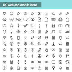 Universal linear Icons For Web and Mobile,communications. Vector illustration.