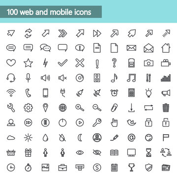 Universal linear Icons For Web and Mobile,communications. Vector illustration.