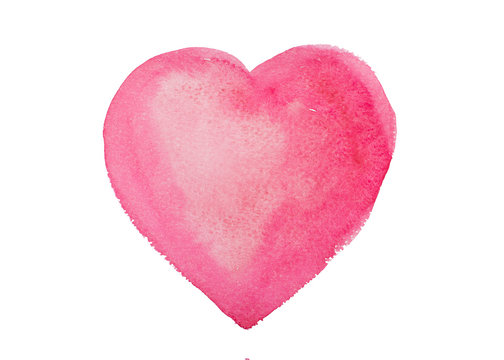 Hand drawn watercolor heart isolated on a white background.