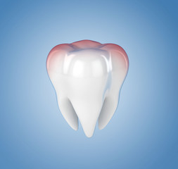 tooth 3d illustration on blue background