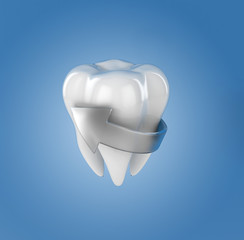 tooth 3d illustration on blue background